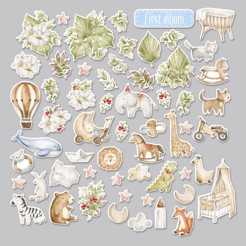 58 Boho Baby Boy Die Cuts, Baby Animals & Nursery Cardstock Ephemera, NOT Stickers, No Adhesive, Scrapbook Journal Supplies