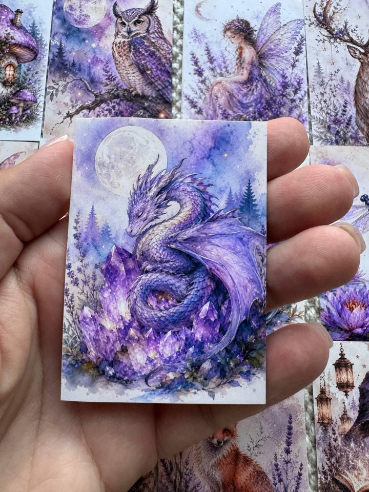 16 Fantasy Watercolor Stickers, Fairy Witch Dragon Forest Animals, Cottagecore Magic Journal Stickers, Scrapbook Ephemera Set UK