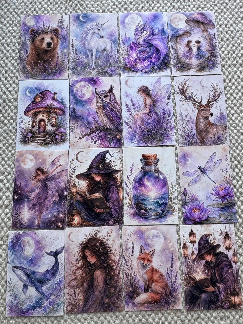 16 Fantasy Watercolor Stickers, Fairy Witch Dragon Forest Animals, Cottagecore Magic Journal Stickers, Scrapbook Ephemera Set UK