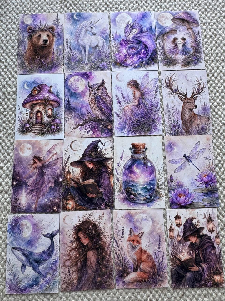 16 Fantasy Watercolor Stickers, Fairy Witch Dragon Forest Animals, Cottagecore Magic Journal Stickers, Scrapbook Ephemera Set UK