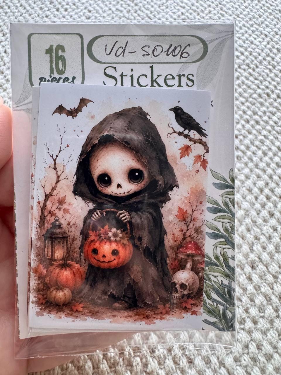 16 Cute Halloween Watercolor Stickers, Kawaii Ghost Pumpkin Witch Gothic Journal Stickers, Spooky Scrapbook Ephemera Set UK