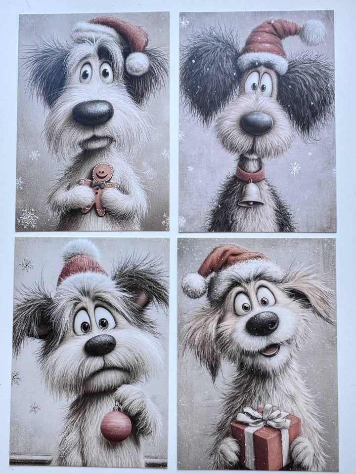 Set of 20 Christmas Dog Postcards, Cute Winter Puppy Cards, 10 x 14.5 cm, 20 Different Designs, Single-Sided Craft Cards