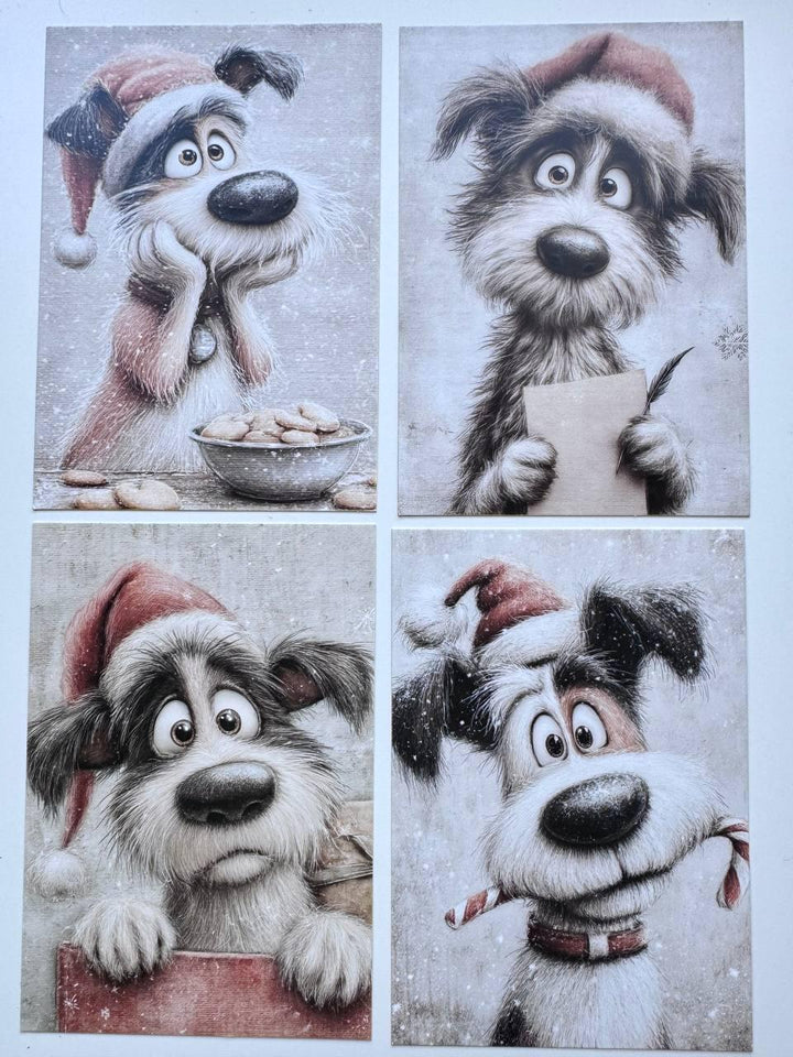 Set of 20 Christmas Dog Postcards, Cute Winter Puppy Cards, 10 x 14.5 cm, 20 Different Designs, Single-Sided Craft Cards