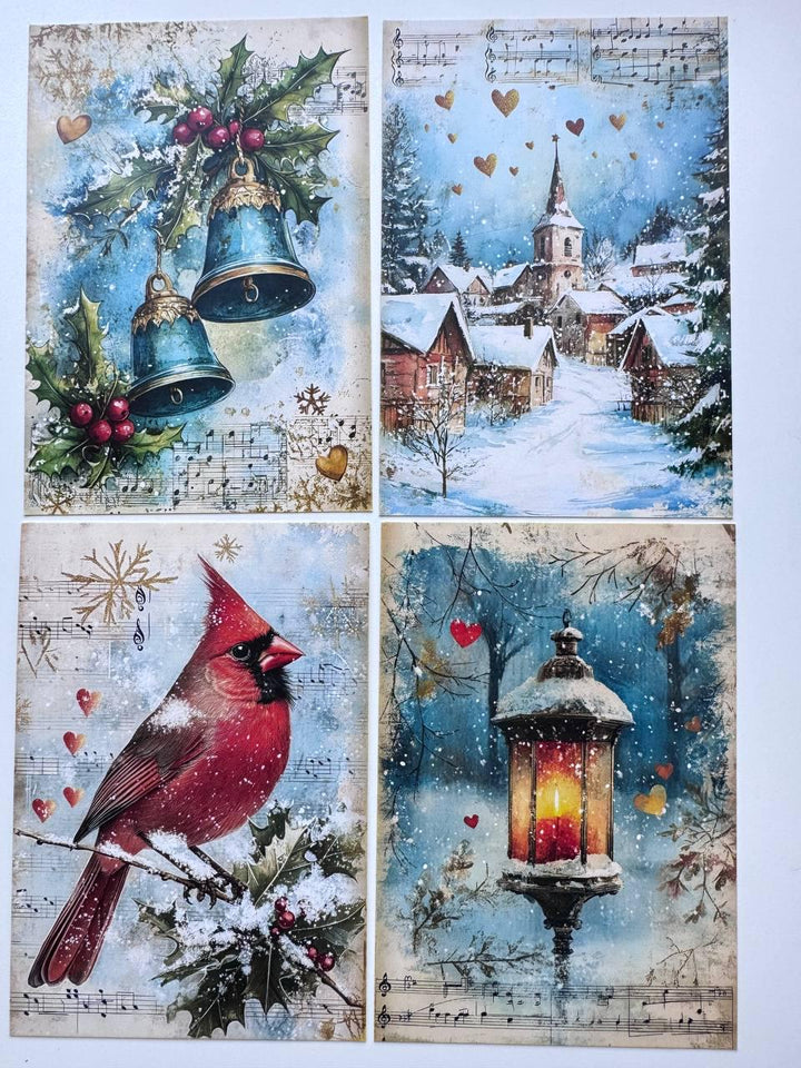 Set of 20 Vintage Christmas Postcards, Santa & Winter Cards, Christmas Music Designs, 10 x 14.5 cm, 20 Different Single-Sided Cards