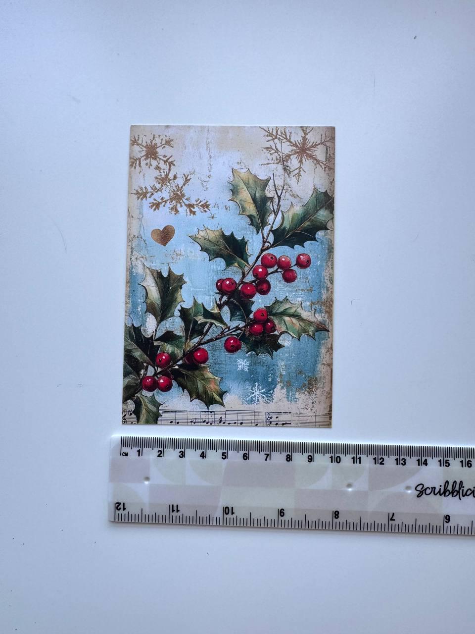 Set of 20 Vintage Christmas Postcards, Santa & Winter Cards, Christmas Music Designs, 10 x 14.5 cm, 20 Different Single-Sided Cards