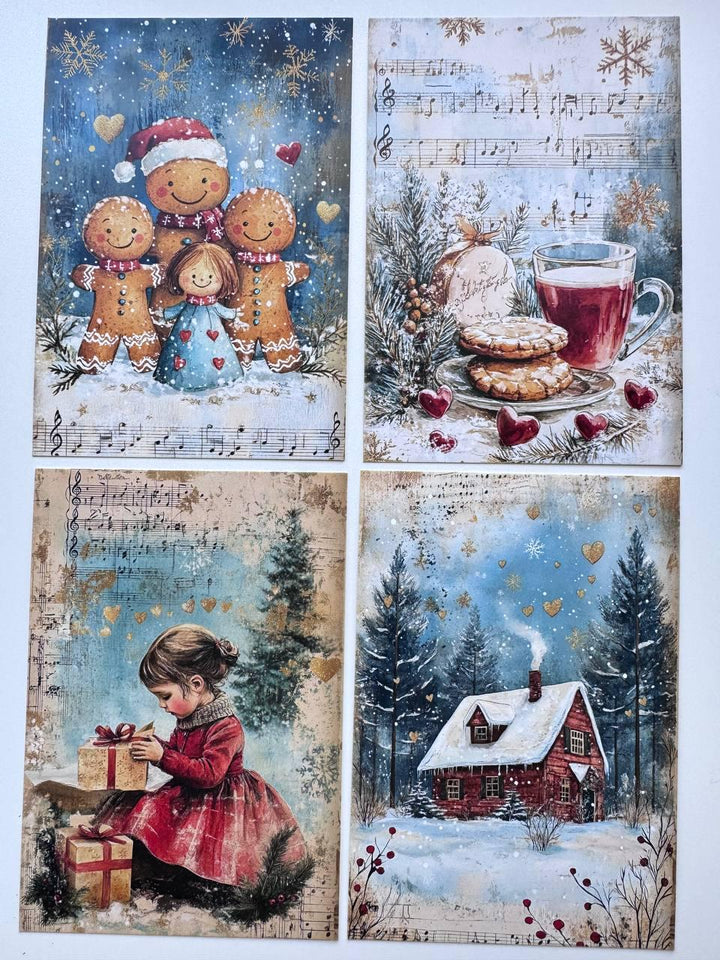 Set of 20 Vintage Christmas Postcards, Santa & Winter Cards, Christmas Music Designs, 10 x 14.5 cm, 20 Different Single-Sided Cards