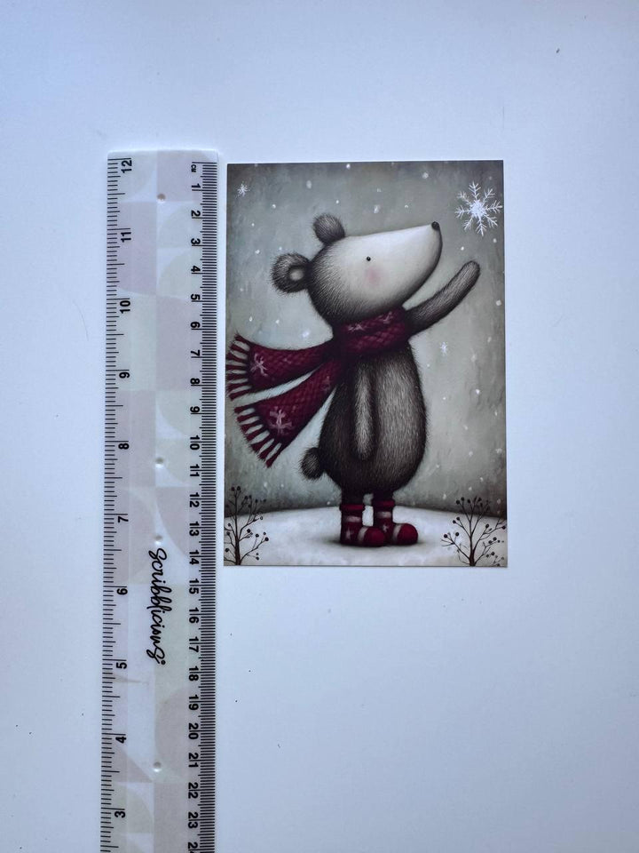 Set of 20 Christmas Animal Postcards, Cute Fox Mouse Bunny Cards, 10 x 14.5 cm, 20 Different Designs, Single-Sided Winter Cards