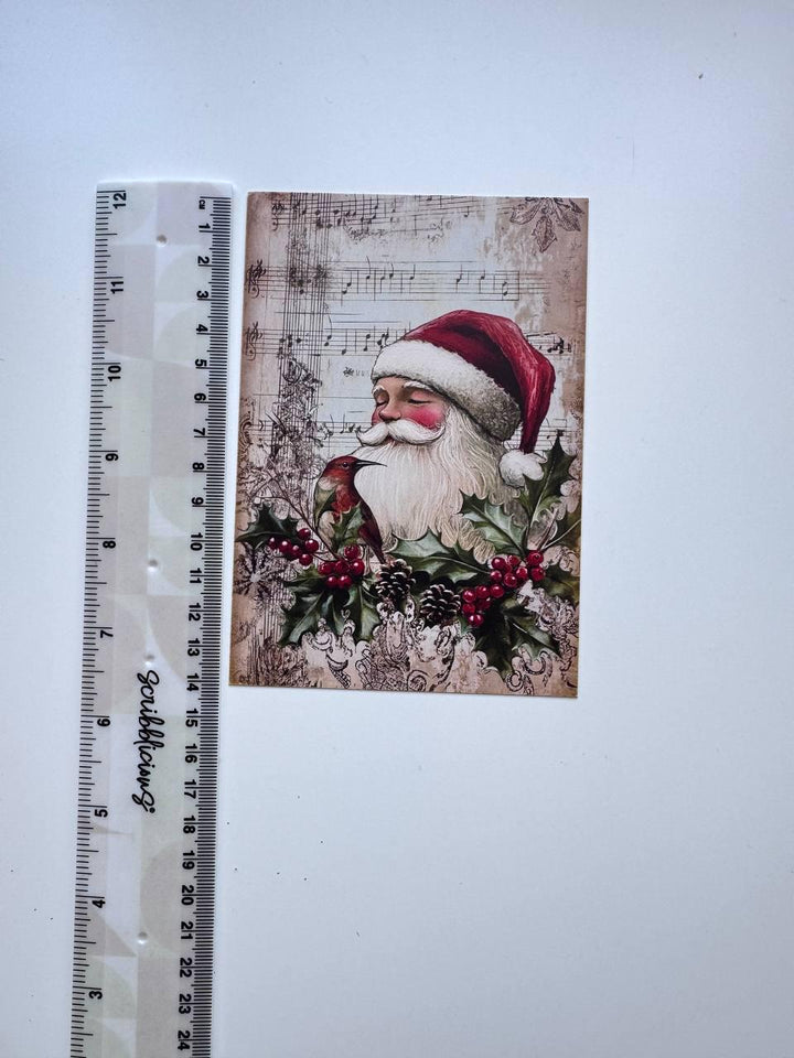 Set of 20 Vintage Christmas Postcards, Santa & Winter Birds, 10 x 14.5 cm, 20 Different Designs, Single-Sided, Junk Journal Cards