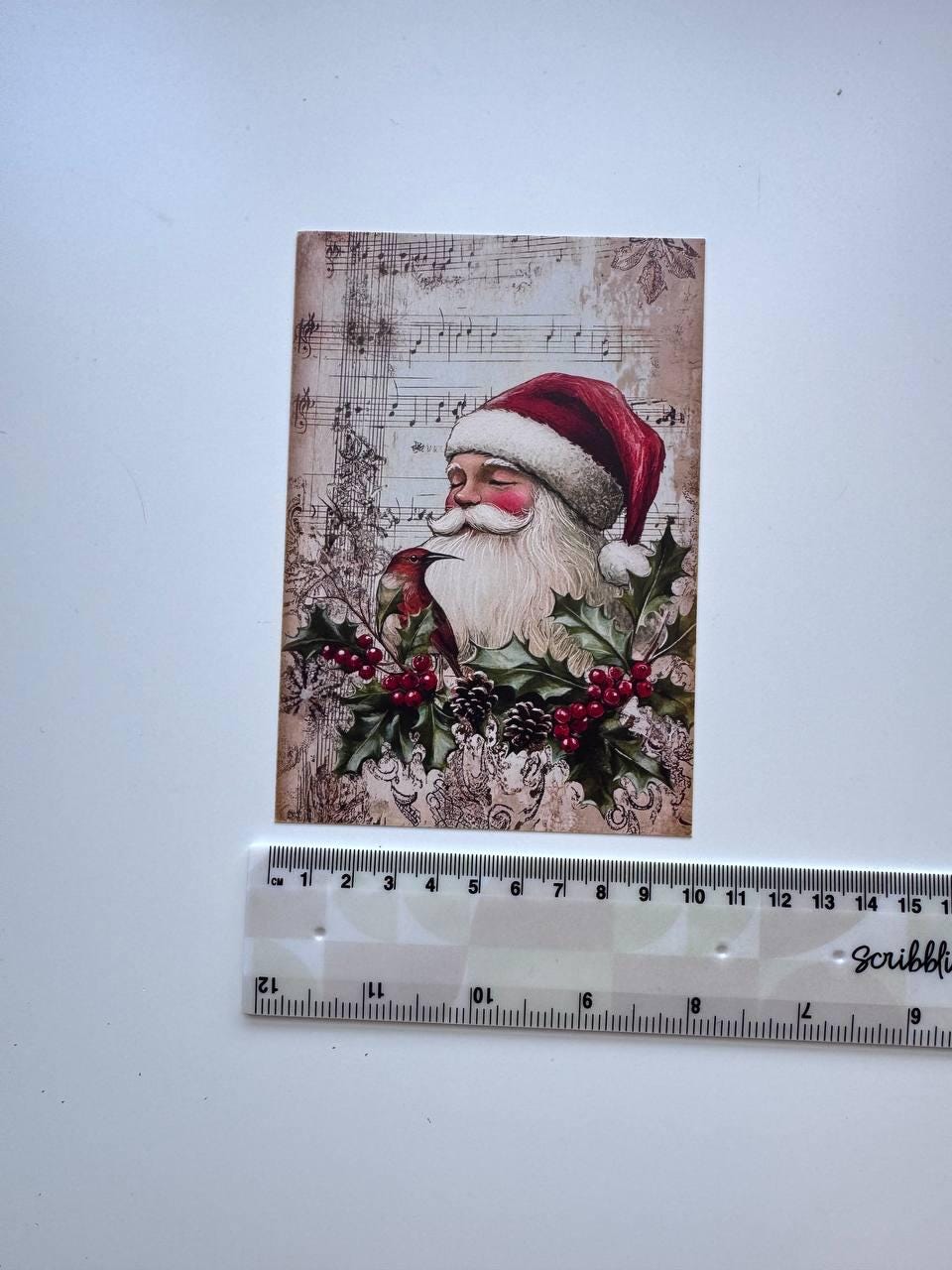 Set of 20 Vintage Christmas Postcards, Santa & Winter Birds, 10 x 14.5 cm, 20 Different Designs, Single-Sided, Junk Journal Cards