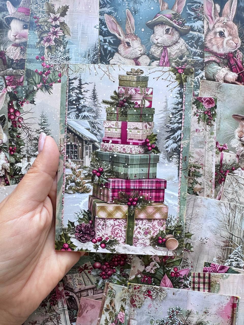 Set of 20 Christmas Postcards, Santa Claus & Festive Art Cards, 10 x 14.5 cm, 20 Different Designs, Single-Sided, Junk Journal