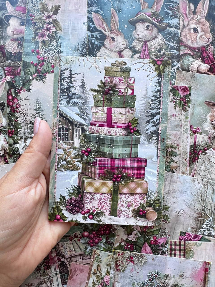 Set of 20 Christmas Postcards, Santa Claus & Festive Art Cards, 10 x 14.5 cm, 20 Different Designs, Single-Sided, Junk Journal