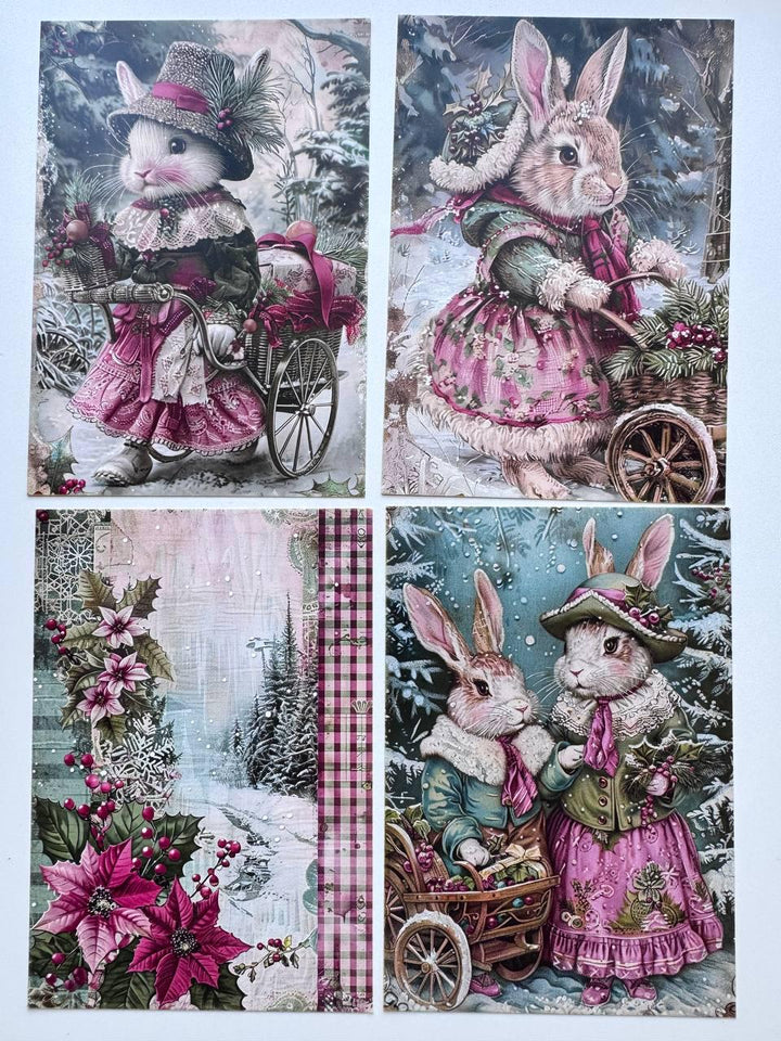 Set of 20 Christmas Postcards, Santa Claus & Festive Art Cards, 10 x 14.5 cm, 20 Different Designs, Single-Sided, Junk Journal