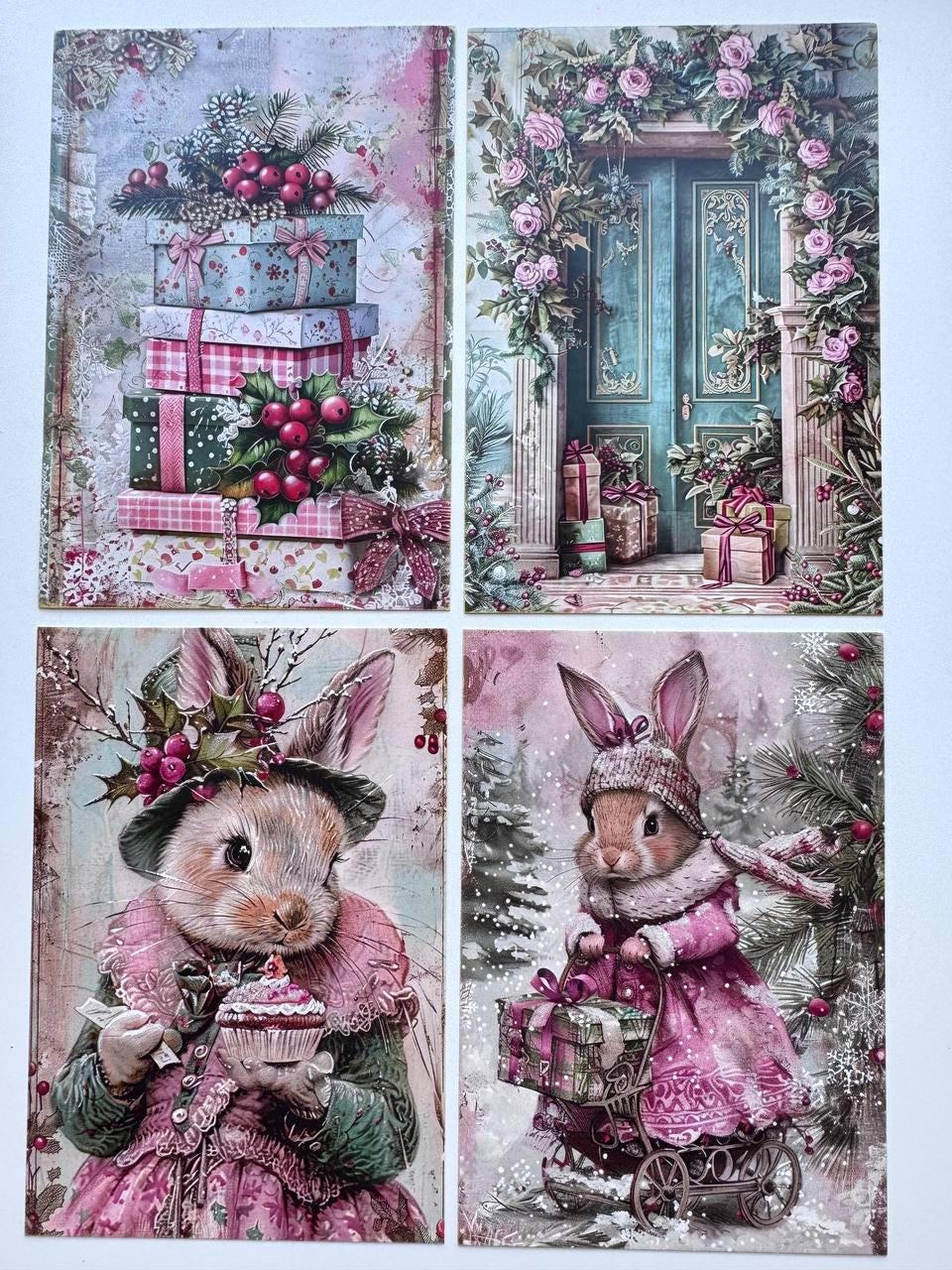 Set of 20 Christmas Postcards, Santa Claus & Festive Art Cards, 10 x 14.5 cm, 20 Different Designs, Single-Sided, Junk Journal