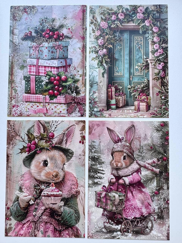 Set of 20 Christmas Postcards, Santa Claus & Festive Art Cards, 10 x 14.5 cm, 20 Different Designs, Single-Sided, Junk Journal