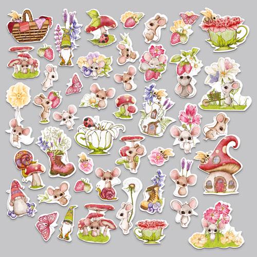 45 Cute Mouse Die Cuts, Happy Mouse Day Cardstock Ephemera, Spring Garden Crafts, NOT Stickers, No Adhesive, Junk Journal Supplies