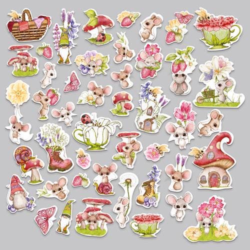 45 Cute Mouse Die Cuts, Happy Mouse Day Cardstock Ephemera, Spring Garden Crafts, NOT Stickers, No Adhesive, Junk Journal Supplies