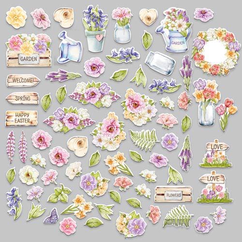 76 Spring Die Cut Cardstock Pieces, Floral Ephemera Pack, Junk Journal Supplies, Scrapbooking Embellishments, No Adhesive