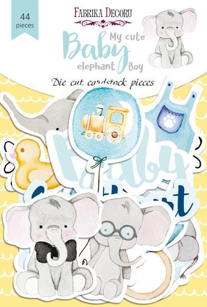 44 Baby Boy Elephant Die Cuts, Blue New Baby Ephemera, Baby Scrapbook Supplies, NOT Stickers, No Adhesive, Card Making