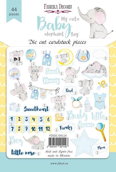 44 Baby Boy Elephant Die Cuts, Blue New Baby Ephemera, Baby Scrapbook Supplies, NOT Stickers, No Adhesive, Card Making