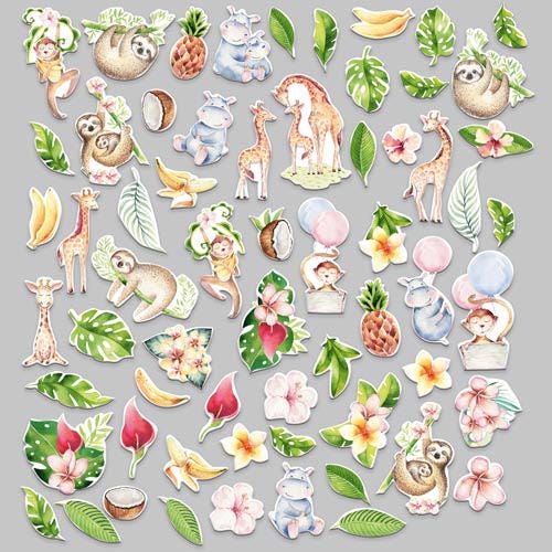65 Safari Animal Die Cuts, Cute Kids Jungle Ephemera, Giraffe Sloth Hippo, NOT Stickers, No Adhesive, Scrapbook & Journal Supplies