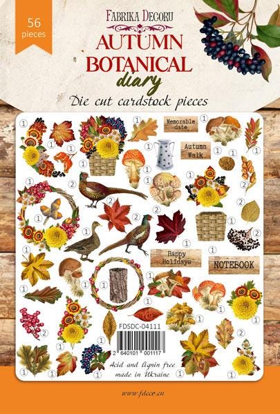 56 Autumn Botanical Die Cuts, Fall Leaves Mushrooms Flowers Ephemera, NOT Stickers, No Adhesive, Junk Journal Scrapbook Supplies