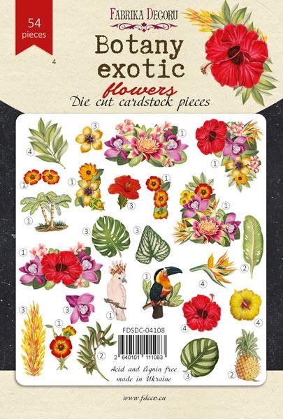54 Exotic Flower Die Cuts, Tropical Botanical Ephemera, Hibiscus Flowers, NOT Stickers, No Adhesive, Junk Journal Supplies