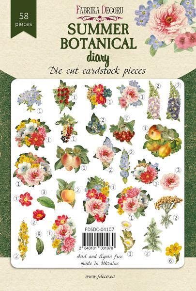 58 Summer Botanical Die Cuts, Floral & Fruit Ephemera, Vintage Flowers, NOT Stickers, No Adhesive, Junk Journal Supplies