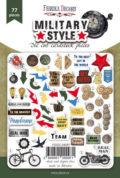77 Military Style Die Cuts, Masculine Ephemera, Army & Motorcycle Cardstock Pieces, NOT Stickers, No Adhesive, Junk Journal