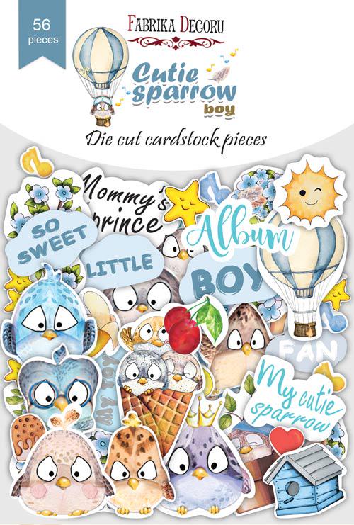 56 Cute Sparrow Boy Die Cuts, Baby Boy Scrapbook Ephemera, Cute Birds, NOT Stickers, No Adhesive, Card Making & Junk Journal