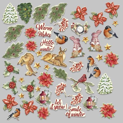 53 Christmas Die Cuts, Fabrika Decoru Cardstock Ephemera, Winter Scrapbooking, Junk Journal Supplies, NOT Stickers, No Adhesive