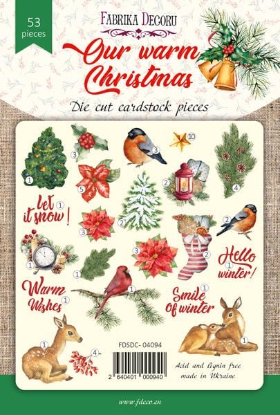 53 Christmas Die Cuts, Fabrika Decoru Cardstock Ephemera, Winter Scrapbooking, Junk Journal Supplies, NOT Stickers, No Adhesive