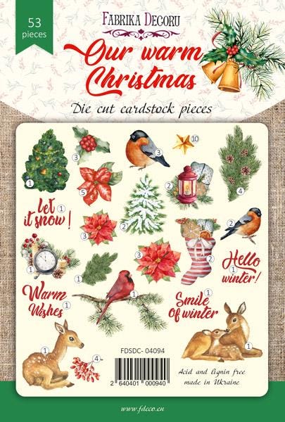 53 Christmas Die Cuts, Fabrika Decoru Cardstock Ephemera, Winter Scrapbooking, Junk Journal Supplies, NOT Stickers, No Adhesive