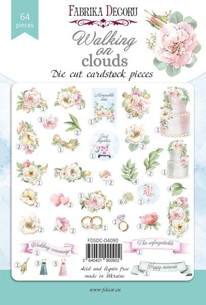 64 Wedding Die Cuts, Pink Floral Wedding Ephemera, Rings & Cake, NOT Stickers, No Adhesive, Scrapbook Junk Journal Supplies
