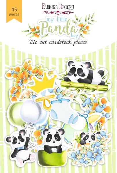 45 Panda Baby Boy Die Cuts, Cute Nursery Ephemera, Baby Scrapbooking, NOT Stickers, No Adhesive, Card Making, Baby Album