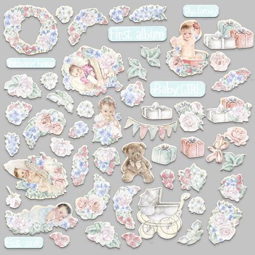 55 Shabby Baby Girl Die Cuts, Vintage Baby Ephemera, Floral Scrapbooking Cardstock, NOT Stickers, No Adhesive