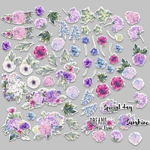 63 Night Garden Floral Die Cuts, Hydrangea Flower Ephemera, Scrapbooking Cardstock, NOT Stickers, No Adhesive