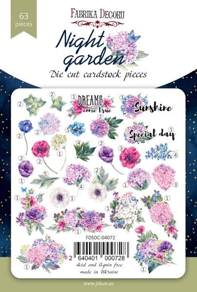 63 Night Garden Floral Die Cuts, Hydrangea Flower Ephemera, Scrapbooking Cardstock, NOT Stickers, No Adhesive