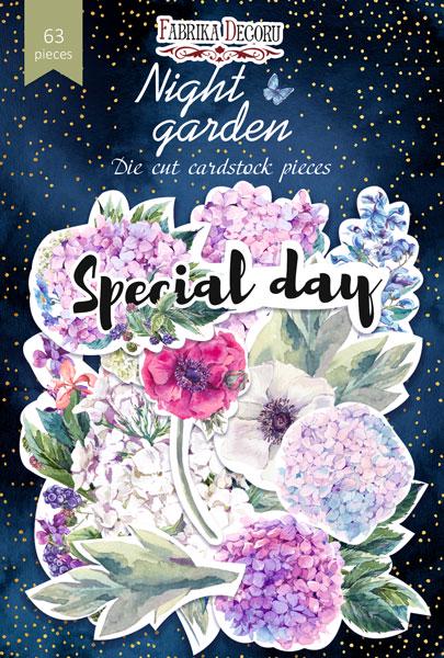 63 Night Garden Floral Die Cuts, Hydrangea Flower Ephemera, Scrapbooking Cardstock, NOT Stickers, No Adhesive