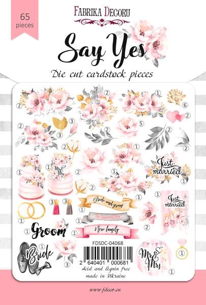 65 Wedding Die Cuts, Say Yes Floral Ephemera, Bride & Groom Scrapbooking Cardstock, NOT Stickers, No Adhesive