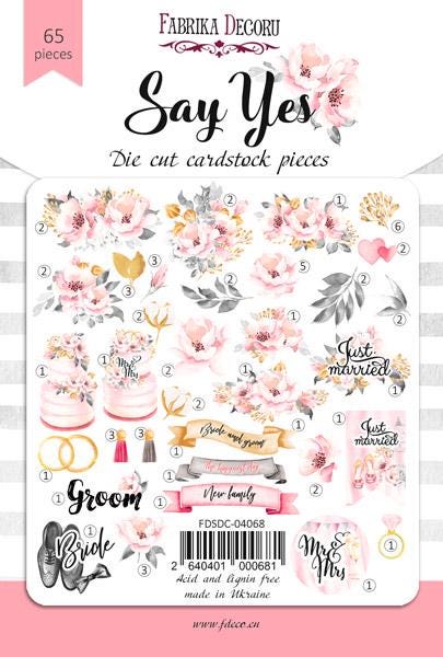 65 Wedding Die Cuts, Say Yes Floral Ephemera, Bride & Groom Scrapbooking Cardstock, NOT Stickers, No Adhesive