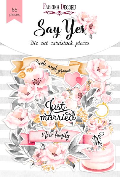 65 Wedding Die Cuts, Say Yes Floral Ephemera, Bride & Groom Scrapbooking Cardstock, NOT Stickers, No Adhesive