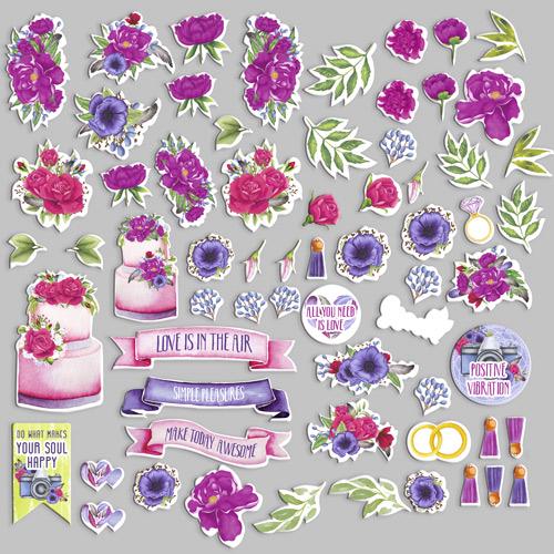 64 Mind Flowers Floral Die Cuts, Peony & Anemone Scrapbook Ephemera, NOT Stickers, No Adhesive