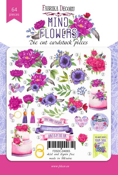 64 Mind Flowers Floral Die Cuts, Peony & Anemone Scrapbook Ephemera, NOT Stickers, No Adhesive