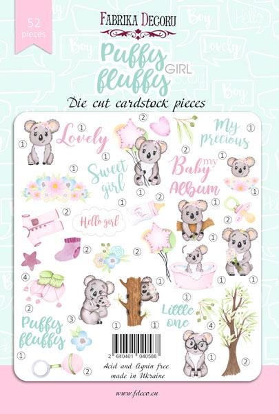 52 Puffy Fluffy Girl Koala Die Cuts, Baby Girl Scrapbook Ephemera, Cute Nursery Crafts, NOT Stickers, No Adhesive