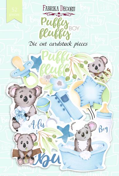 52 Puffy Fluffy Boy Koala Die Cuts, Baby Boy Scrapbook Ephemera, Cute Nursery Paper Crafts, NOT Stickers, No Adhesive