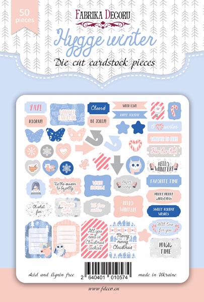 50 Hygge Winter Die Cuts, Christmas Words & Labels, Winter Ephemera, Cardstock Pieces, NOT Stickers, No Adhesive