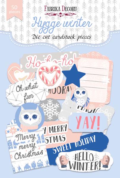 50 Hygge Winter Die Cuts, Christmas Words & Labels, Winter Ephemera, Cardstock Pieces, NOT Stickers, No Adhesive