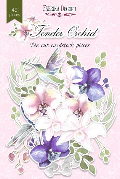 49 Tender Orchid Die Cuts, Orchid Flower & Hummingbird Ephemera, Botanical Paper Crafts, NOT Stickers, No Adhesive