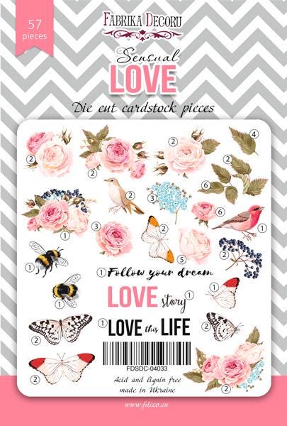 57 Sensual Love Rose Die Cuts, Pink Floral Scrapbook Ephemera, Butterflies & Birds, NOT Stickers, No Adhesive