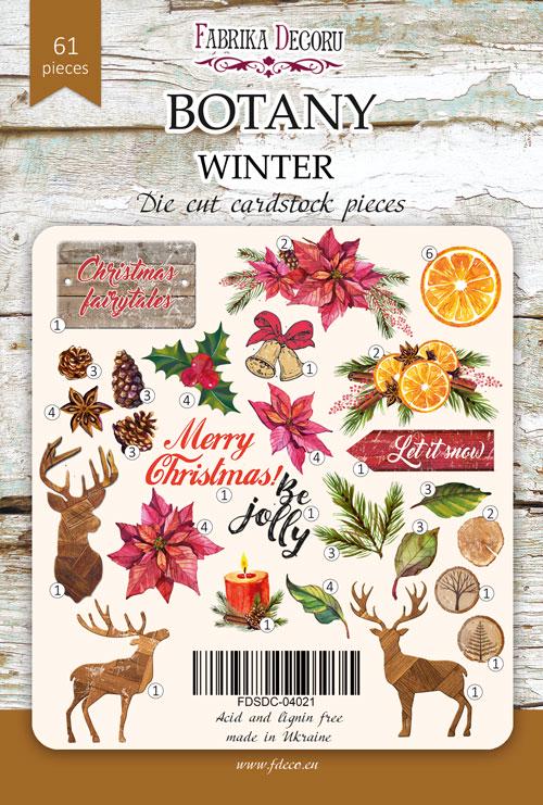 61 Christmas Die Cuts, Winter Botanical Ephemera, Poinsettia & Deer Cardstock Pieces, NOT Stickers, No Adhesive, Junk Journal